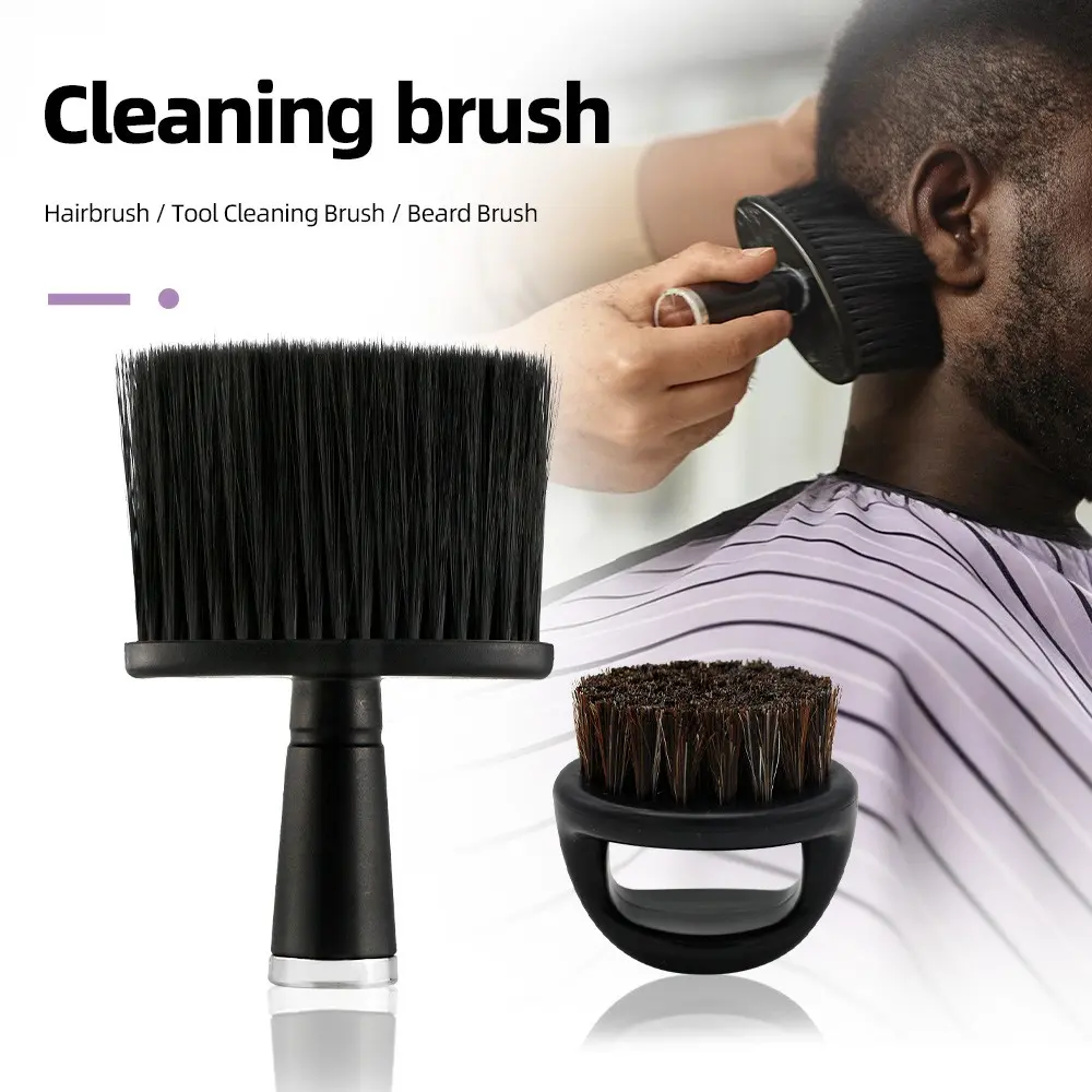 Men's Professional Grooming Kit, Soft Bristle Neck Brush + Mustache Brush + Beard Brush, Salon & Home Use, Easy Cleaning, 2-Piece Set, Beard Grooming Tools