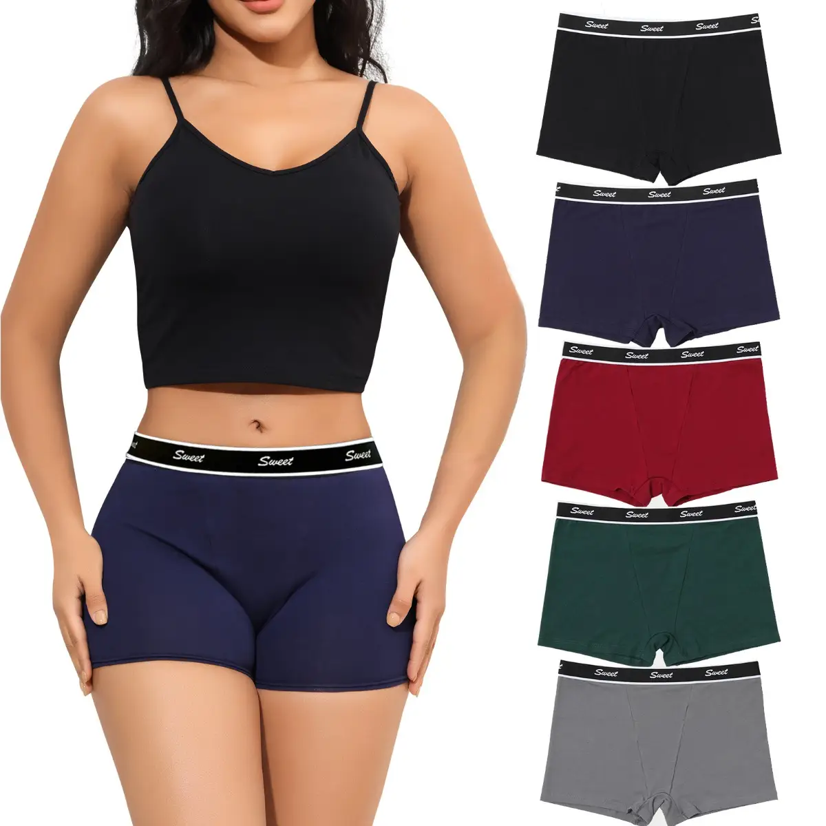 LEVAO Women Boyshorts Panties Cotton Boxer Briefs Underwear for Ladies with Stretch Boxer Shorts 5-Pack S-XXL