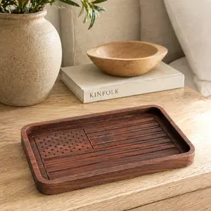Walnut American Flag Catchall Tray