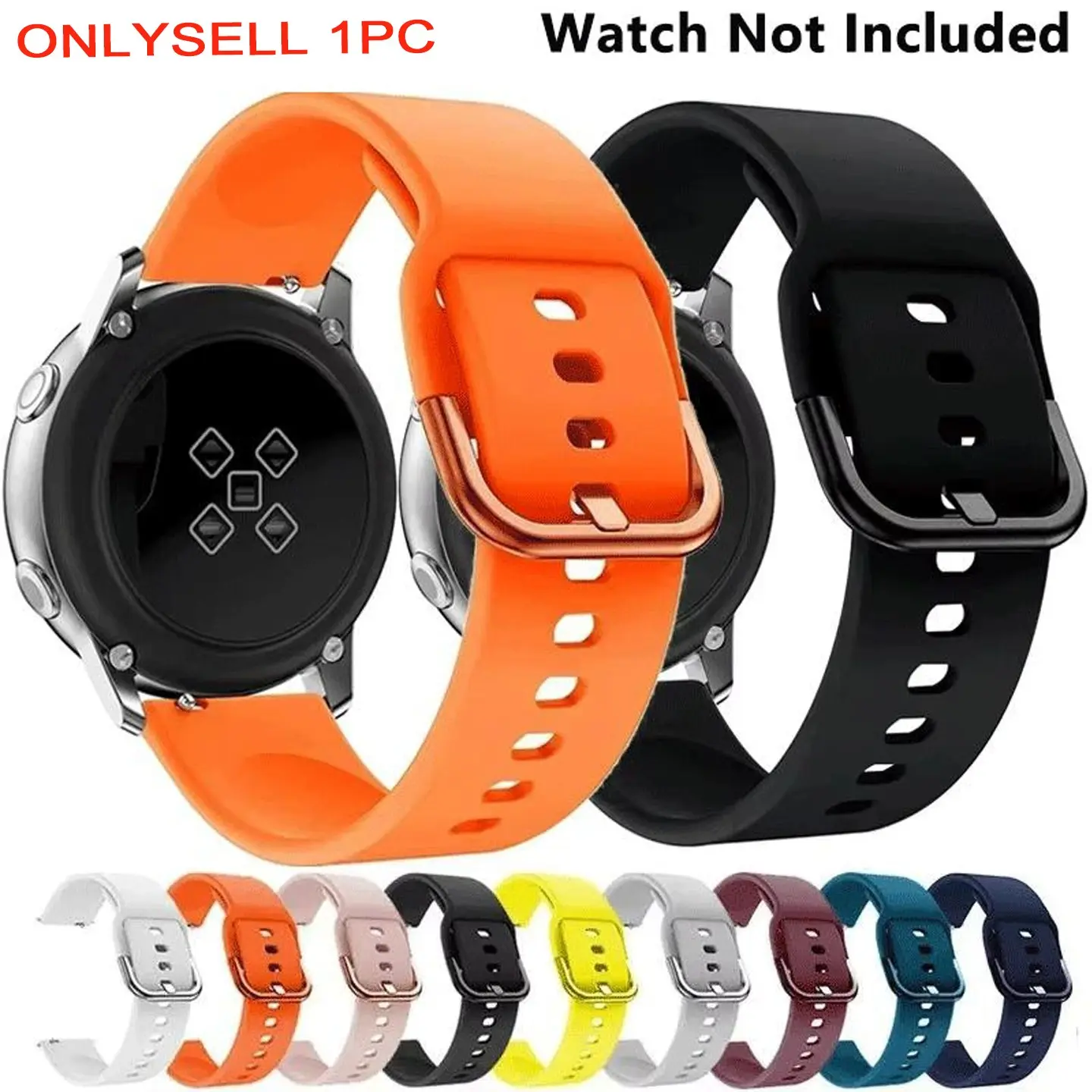20mm/22mm Silicone Watch Band (Band Only), Smart Watch Strap, Replacement Watch Band for Samsung Galaxy Watch 4/5/6/Pro/Classic/Active 2/Gear S3, Smart Watch Accessories, Wearable, Smartwatch Accessories