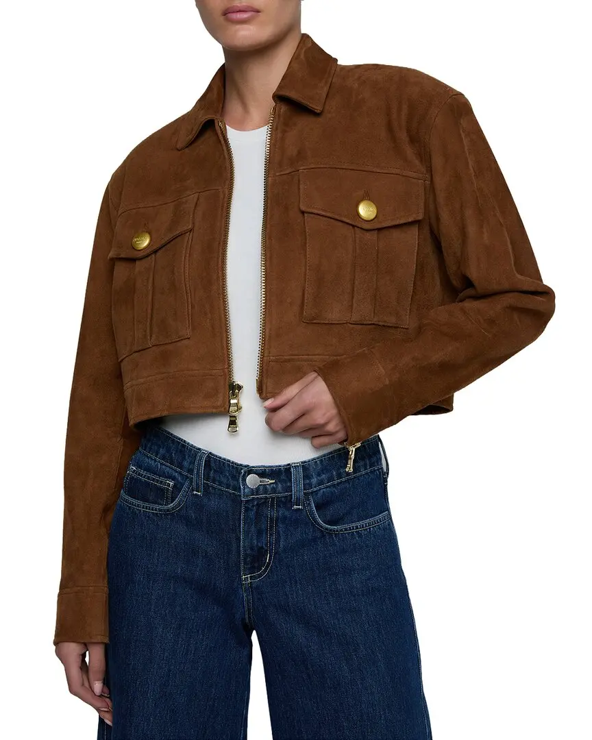 L’AGENCE Micah Oversized Collared Suede Jacket