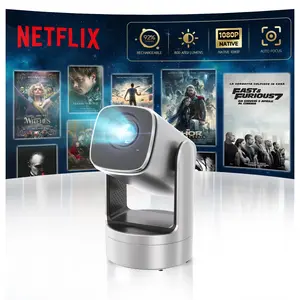 800 ANSI lumens portable projector, supporting 1080P and 4K decoding, equipped with powerful battery life, YouTube and other applications, built-in Google app store, featuring auto focus, tilt correction, WiFi 6, Bluetooth 5.2, HDMI and USB-C functions.