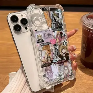 Anime creative death Note illustration design mobile phone case is suitable for iPhone 17 16 15 14 13 12 11 PROMAX AIR PLUS compatible with Samsung S25 S24 S23 S22 21 ULTRA PLUS FE series anti-fall transparent soft back cover
