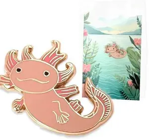 Kawaii Pink Axolotl Enamel Pin - Adorable Axolotl Lover Gift