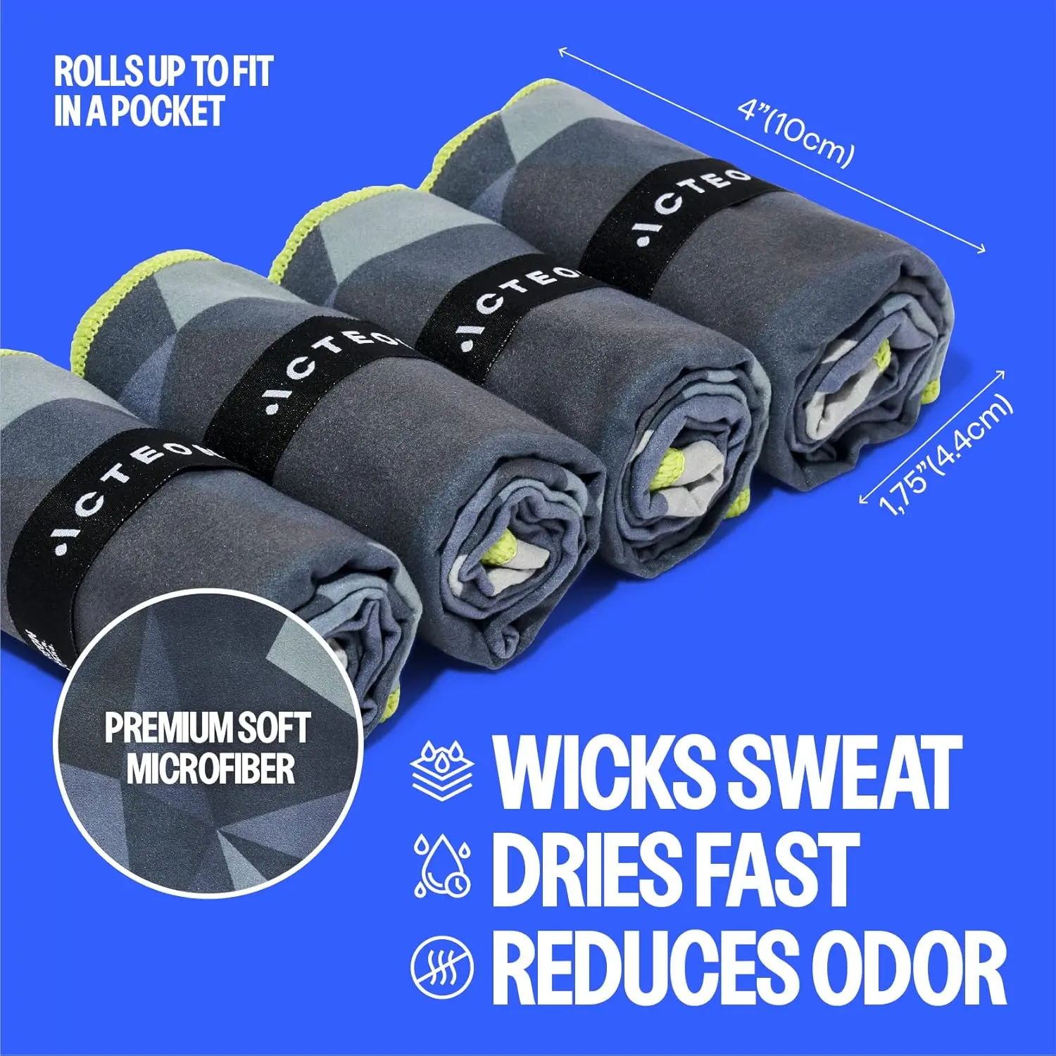 Acteon Quick-Dry Towel Microfiber Gym Towels – 4-Pack Ultralight Sweat & Odor Resistant | Ultra Absorbent, Lightweight & Fast Drying Workout Towels (Ore) Sport Microfiber Travel Towel Set Quick-Drying Sports Towel