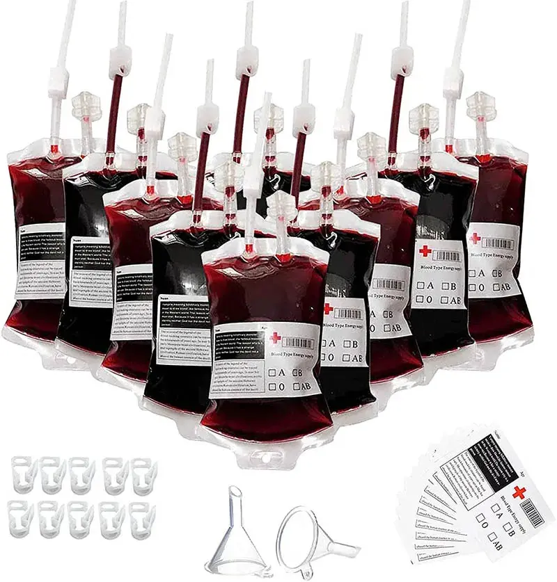 10pcs/350ml Halloween Blood Bags For Drinks