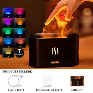 Creative Flame Humidifier Aromatherapy Machine USB Flame Atmosphere Lamp Home Office Humidification Aromatherapy