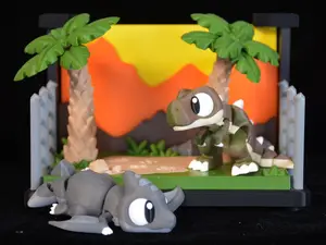 3D Print - Jurassic Enclosure with 2 Dino's