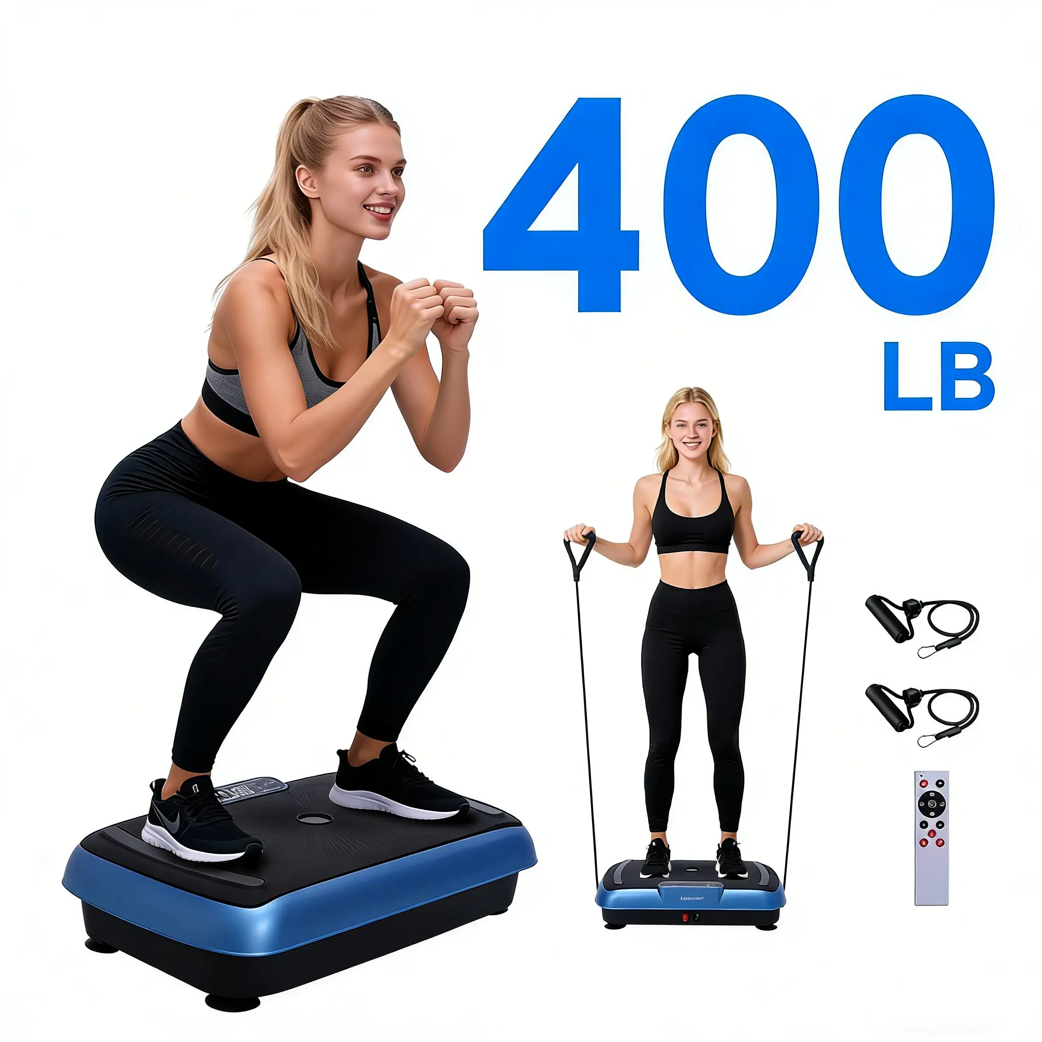 HopHorse Vibration Plates Full Body Exercise Equipment Curve 400lbs ,Home Gym Machine With Bluetooth ,Home Gym Kit Workout Equipment For Whole Body ，Workout With LED Display And Remote Control