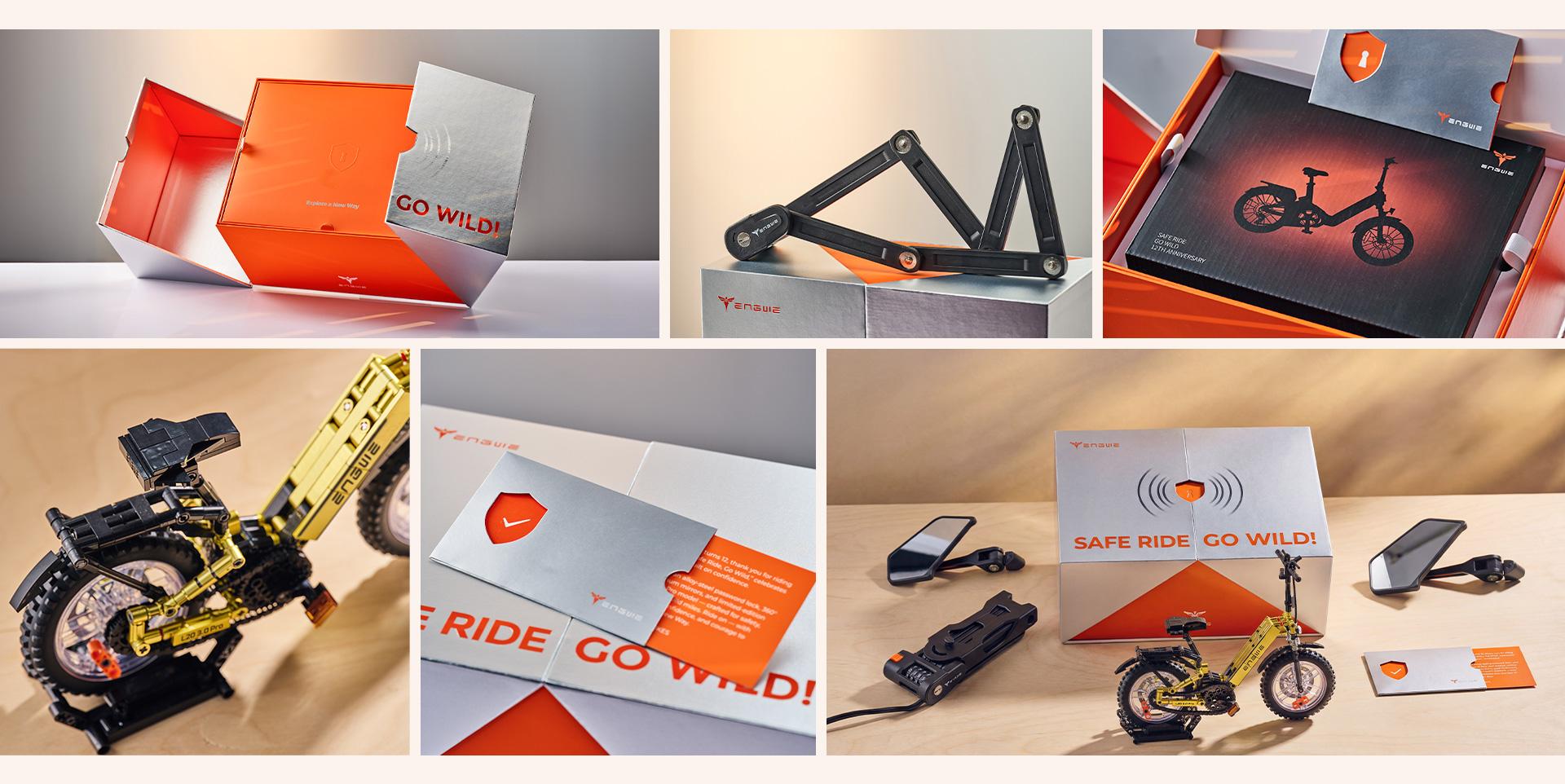 ENGWE 12th Anniversary Gift Set | 360° Aluminum Alloy Rearview Mirror + Folding Anti-Theft Lock | E-Bike Safety 2.