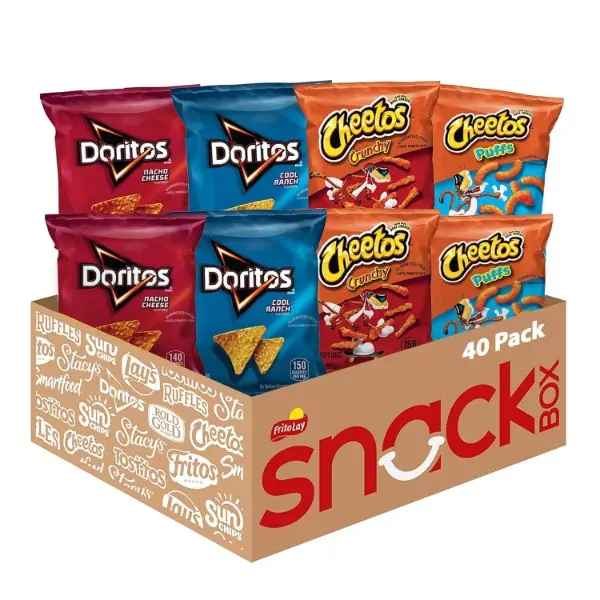 Frito Lay Crunchy Cheese Chip Variety Pack - Doritos & Cheetos Mix, 40-Count Crispy Snack Assortment