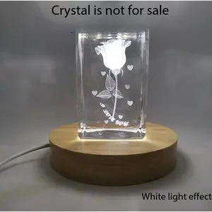 Solid Wood Rectangular LED Lamp Base, Multi-Functional Light Stand for Acrylic Art Display & DIY Home Decor