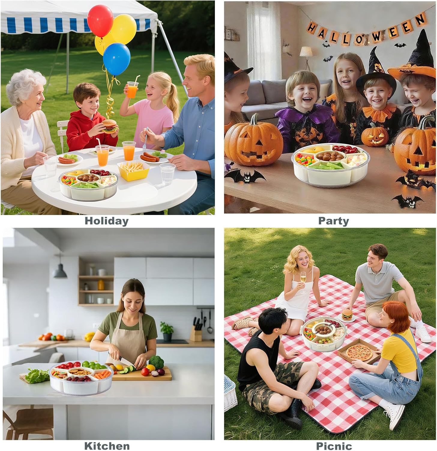 Modern Rotating Snack Biscuit Tray with Lid &Handle, 1 Box Multi-compartment Fruit &Vegetable Insulated Storage Box, Portable SnackBox for Home Kitchen Party Picnic, MultipurposeFood Organizer, Containers Modern Rotating Snack Biscuit Tray with Lid &Handle, 1 Box Multi-compartment Fruit &Vegetable Insulated Storage Box, Portable SnackBox for Home Kitchen Party Picnic, MultipurposeFood Organizer, Containers