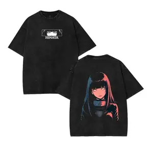 Hinata Hyuga - Anime Double Printed Vintage Washed Tee Tanktop Unisex Anime Manga Washed Cotton T-shirt Gift For Anime Fan graphic 90s Top Men Unisex Vintage Heavyweight Crew Neck T-shirt Casual Shirt Gift UPK