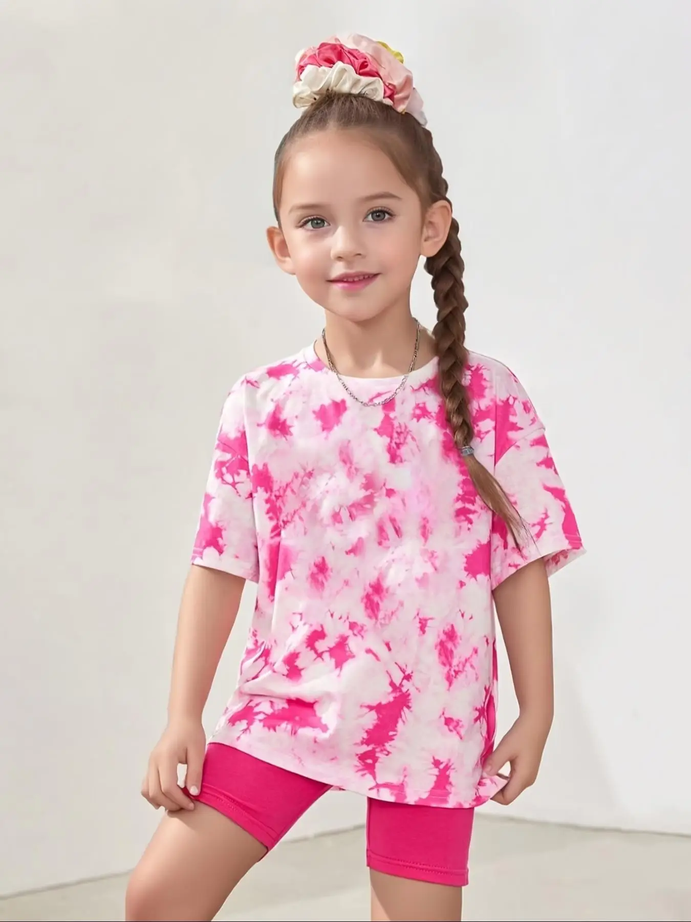 Girl's Tie Dye Print Tee, Casual Short Sleeve Round Neck T-shirt for Summer, Kids Clothes for Daily Wear, Girl Clothes