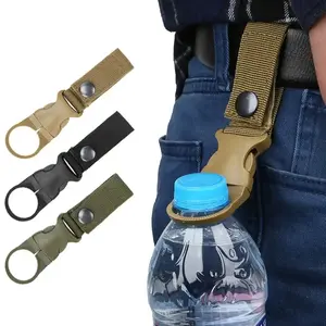 HanginG Buckle Water Bottle Holder Clip Climbing Carabiner Belt Backpack Hanger Hooks Nylon Webbing Multifunction Drinkware Plastic Black