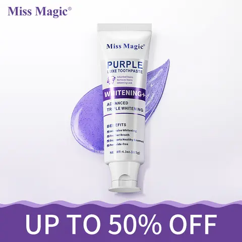 Miss Magic Purple Toothpaste|Color-Correcting Whitening|Long-Lasting Fresh Breath|Supports Oral Health| Enamel Care with Hydroxyapatite