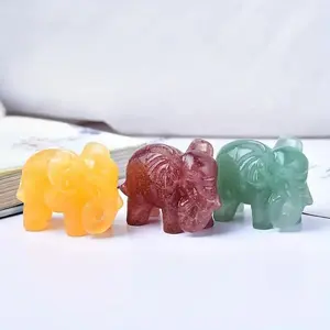 Natural Crystal Elephant Decoration, 1 Count Handmade Crystal Craft, Office Desktop Ornament, Home Decor, Party Decoration, Birthday Gift, Crystal Carving