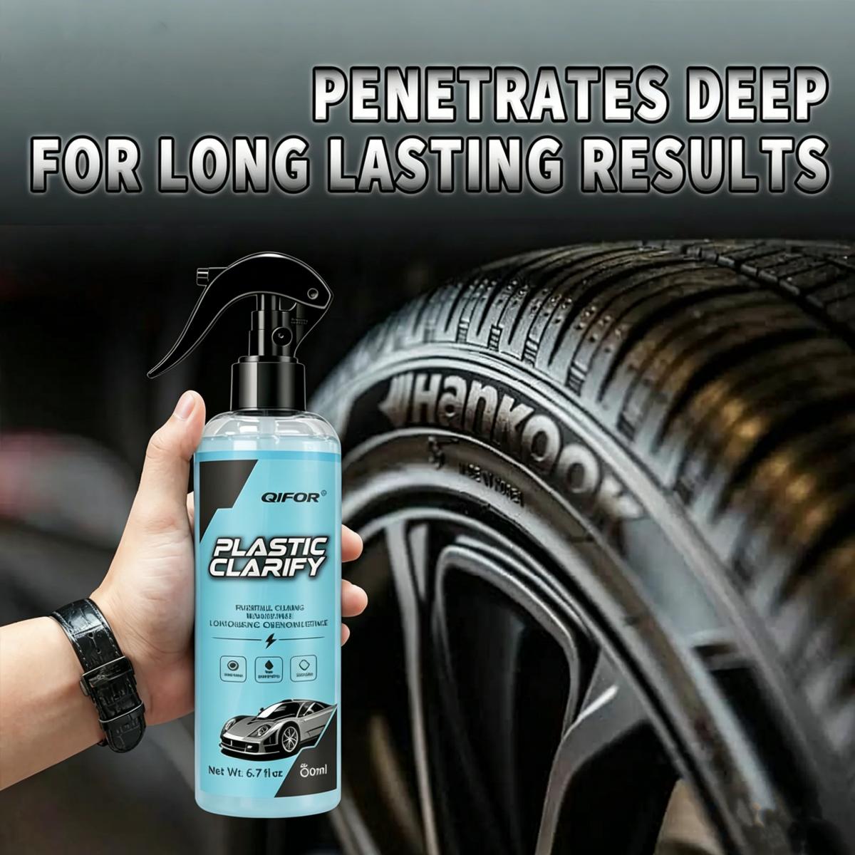 QIFOR Car Plastic Restorer, Quick Polish for Color Restoration & Protection on Car Panels, Tires & Dashboards, Easy to Use, Long-Lasting Protection, Car Detailing Products