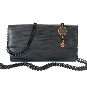 Pre-owned Louis Vuitton Leather Crossbody Bags Black Epi Sarah Wallet with Chain