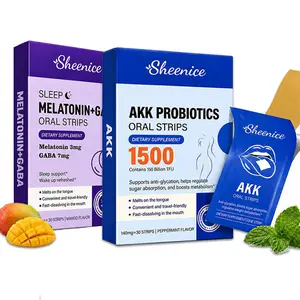 Sheenice 2 Pack Bundle: 3mg Melatonin+7mg GABA Sleep Strips & 15 Billion CFU AKK Probiotics  Strips, Mango & Peppermint Flavor, Gluten Free, 30 Strips Each