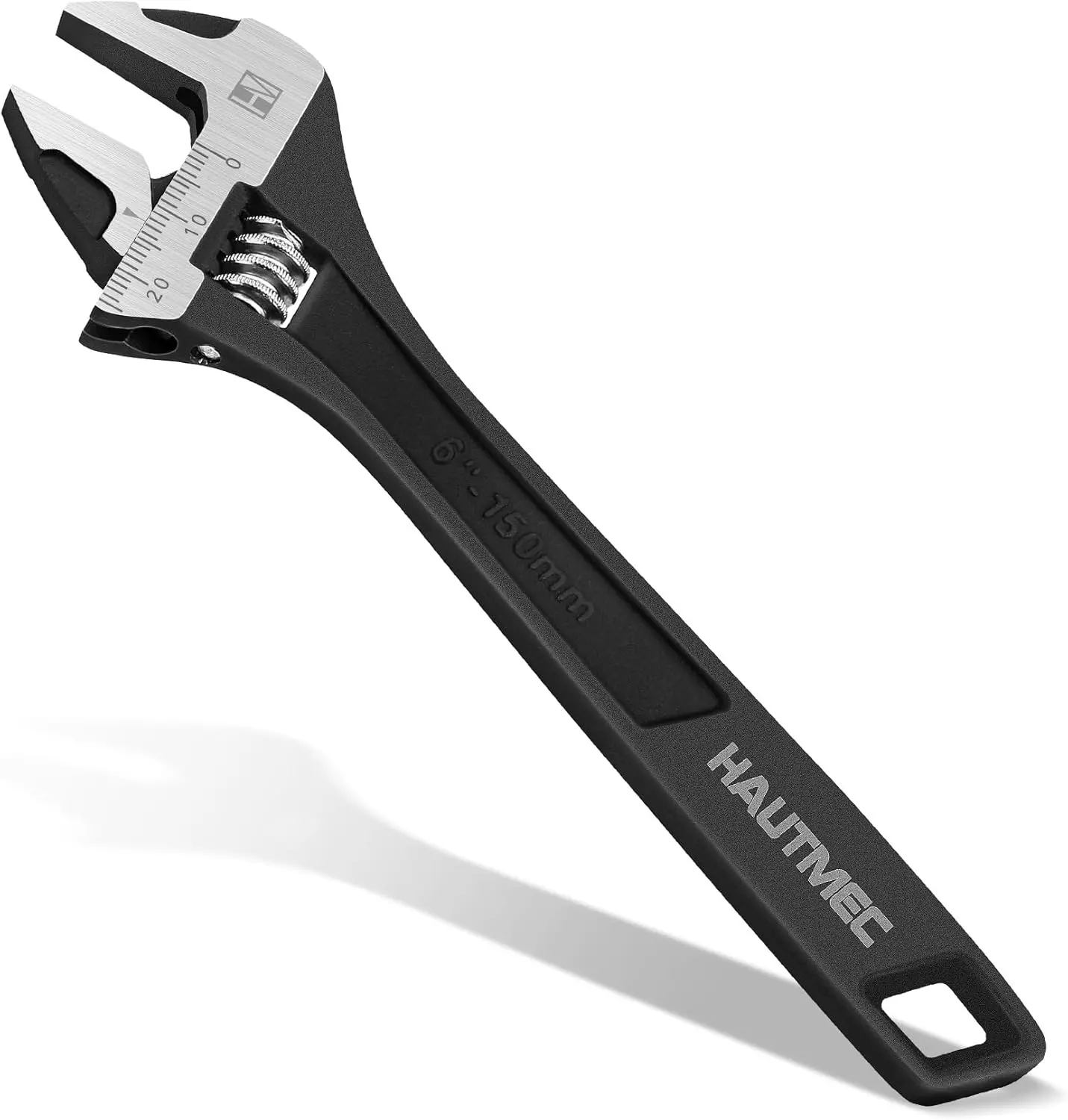6-Inch Adjustable Wrench, Extra Wide Jaw Cr-V Steel Wrench with Metric & SAE Scales