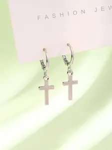 Unisex Street Trend Cross Design Dangle Earrings, 1 Pair Vintage Trendy Dangle Earrings, Chic Gorgeous Jewelry As Gift for Girlfriend & Boyfriend, Fashion Accessories