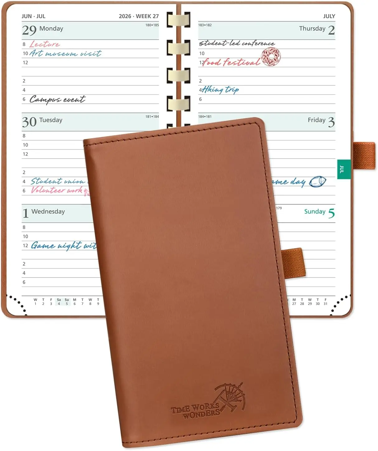 2026 Slim Pocket Planner (3.5"x6.5") Office Stationery - Weekly-Monthly Calendars, Hourly Horizontal Slots, Extra Function Pages, Quick Search Function - Portable for Busy Individuals’ Daily Routine & Appointments