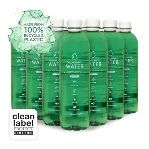 Chlorophyll Water Liquid Chlorophyll 12-Pack 16.9oz Vitamin A B12 C D Detox Cleanse Alkaline Water Energy Boost Plant-Based Clean Label Project Certified