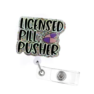 Licensed Pill Pusher Badge Reel, Funny badge reel, Pharmacy Tech ID holder, Humorous Pharmacy Badge Reel, Pharmacist Badge, Office Supplies