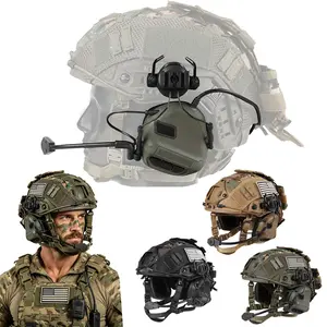 AQzxdc Tactical Headphones Standard Shooting Earmuffs Use with PTT Walkie Talkie Radio Tactical Headset wite Helmet Set