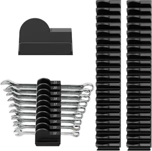 52 pcs Modular Wrench Organizers for Tool Drawers - Wrench Rack with Metric&SAE Labels, Perfect Tool Storage Holder. Gift for Father and Boyfriend (Black)