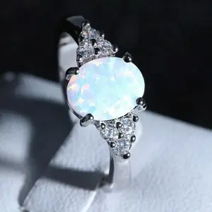 925 Fire Opal Ring in Genuine Sterling Silver Gemstone Jewelry Ring Size 6-9 USA