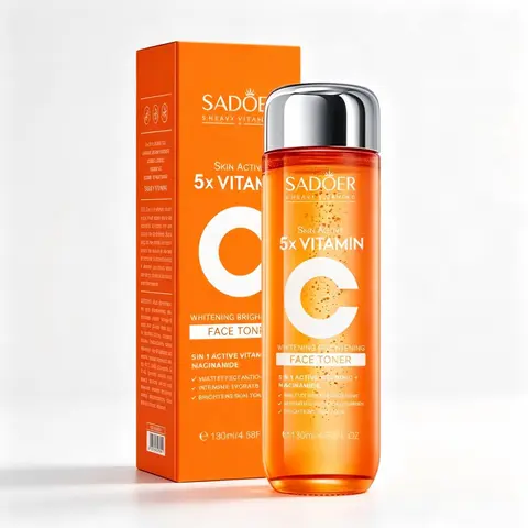 SADOER 5X Vitamin C Hydrating Face Toner with Niacinamide, Hyaluronic Acid, Collagen - Radiant Whitening Face Care Product for Skincare