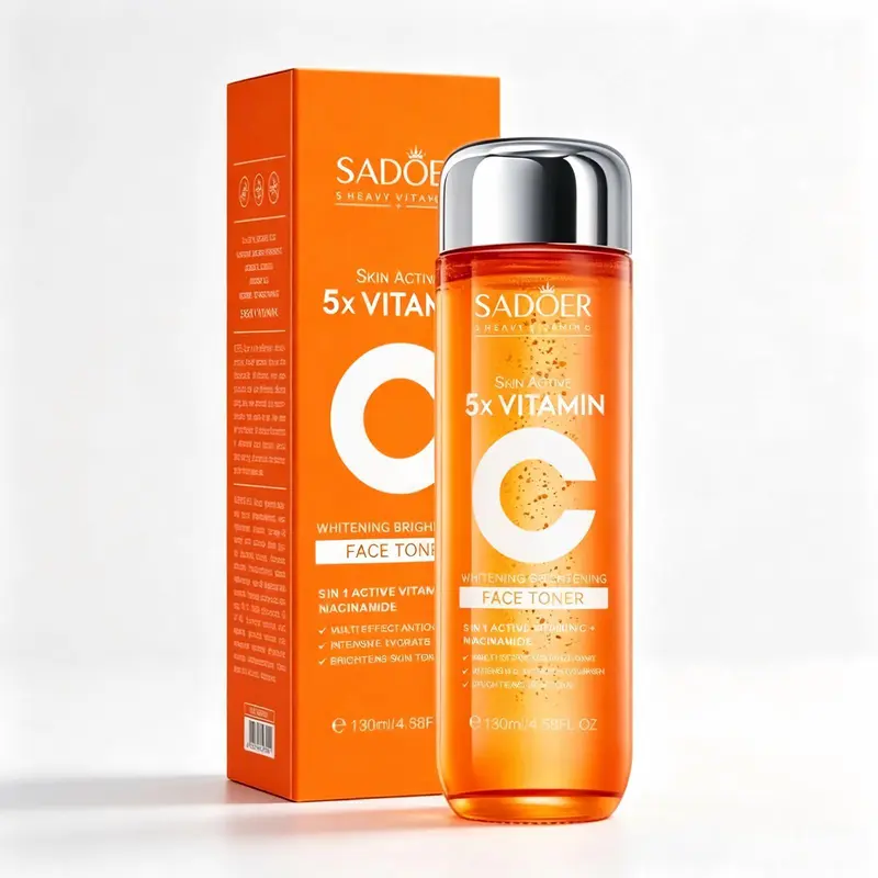 SADOER 5X Vitamin C Hydrating Face Toner with Niacinamide, Hyaluronic Acid, Collagen - Radiant Whitening Face Care Product for Skincare