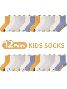 12 Pairs Baby Floor Socks Cartoon Infant Walking Shoes, Soft Bottom Indoor Non-Slip Socks for Boys and Girls, Daily Use, Soft Comfy Socks