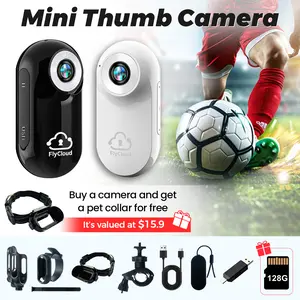[flycloud A100] 128GB 1080P HD Ultra Small Mini Camera Magnetic Portable Thumb Recorder Rechargeable long Battery TF Card Back Clip Cap Clip Bike Mount for Hands-Free POV Vlog Cycling Hiking Pet Parent-Child Sports camera