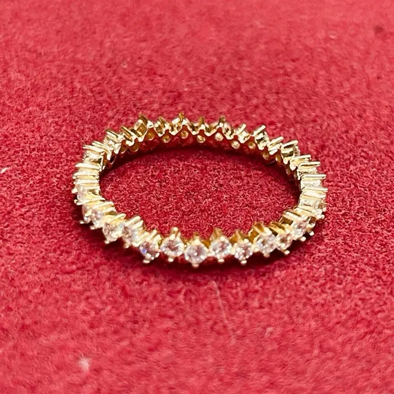 14K Gold Churumbela / Eternity Ring with Sparkling Cubic Zirconia Stones for Women's Fashion Jewelry