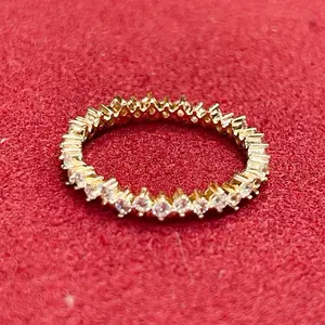 14K Gold Churumbela / Eternity Ring with Sparkling Cubic Zirconia Stones for Women's Fashion Jewelry