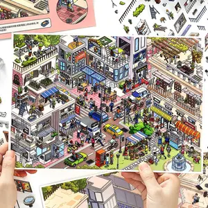 Infeel.me Pet+ Card 2.5D Ultra Large Size Special Oil Scenery Stickers, 4 Sheets Included, Ideal for Decorative Use