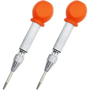 2-Pieces Automatic Center Punch, 5 Inch Adjustable  Hole Punch Metal Punch, Spring  Center Punch Tool with Palm Cushion Cap for  Metal Leather