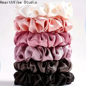Unisex 6-Piece Warm-Toned Comfortable Satin Small Scrunchie Hair Ties Set, Sports & Outdoor Accessory for High-Low Ponytails, Buns