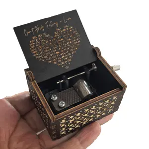 Wooden Mini Music Box Hand Crank Vintage Classic Musical Box for Valentine's Day Gifts for Boys Girls Friends