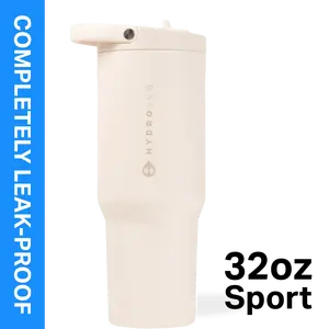 Water Bottle Sport - Stainless Steel Tumbler with Straw, Vacuum Insulated, Leakproof Water Bottle, Ergonomic Design, Dishwasher Safe, Rubber Base, Durable for Gym or Outdoors - 32oz