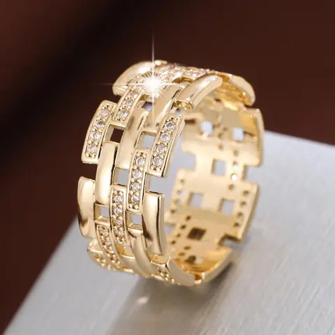 Fashion Hollow Out Design Rhinestone Decorated Ring, Geometric Design Ring, Fashion Jewelry for Party, Daily Clothing Decor, Trendy All-match & Exquisite Jewelry for Birthday Gift, Statement Rings, Fashionable Jewelry