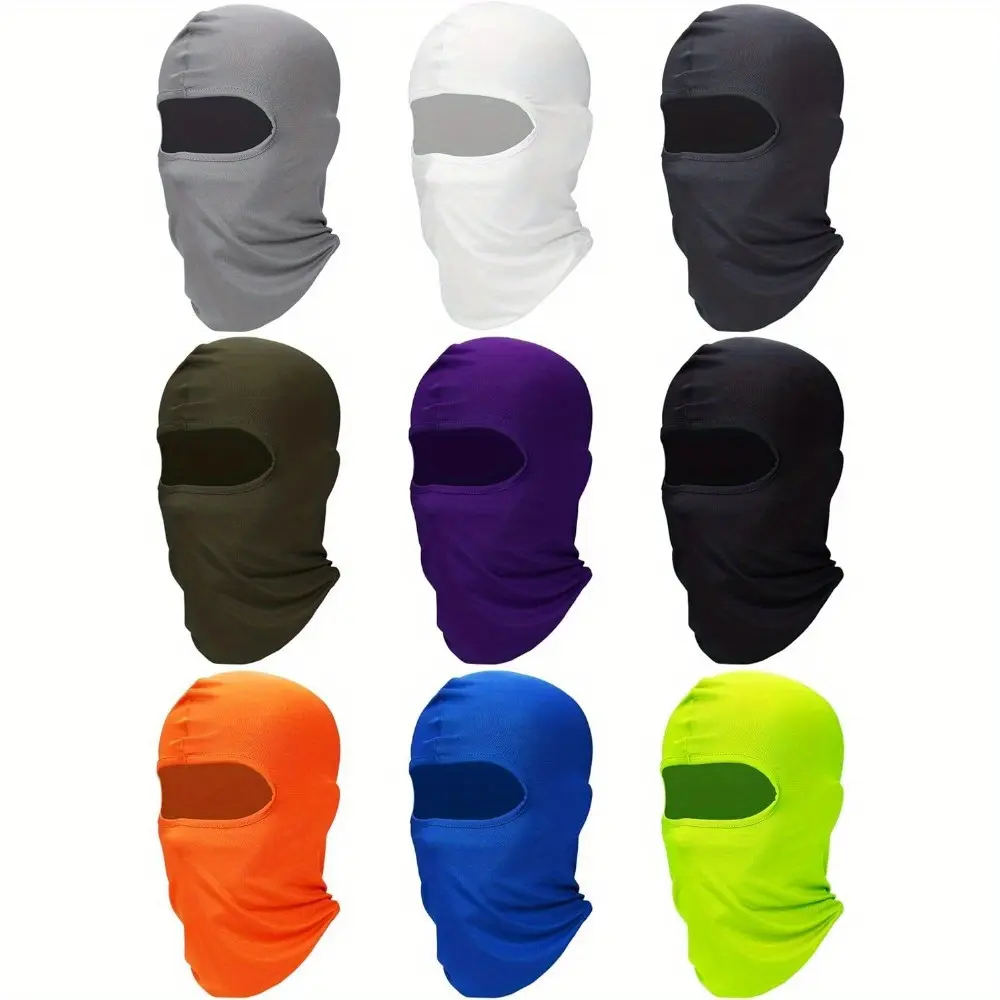 9-Pcs Unisex Outdoor Ski Mask Set - Full Coverage Balaclava, Cooling Neck Gaiter Bandana, Standard Fit Full Face Hood Protection, Christmas Party Gifts for Home & Festive Party Supplies