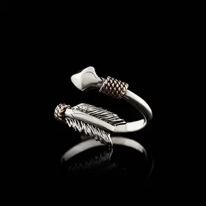 [Limited time event] Creative feather arrow ring retro personality opening adjustable boys index finger ring fashionable simple gift