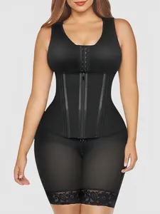 Luxe Curve Fajas Colombianas Shapewear for Women, Seamless Sculpting Bodysuit, Tummy Control Lace Full Bodysuit Butt Lifter with Zipper Crotch, Waist Trainer, Adjustable Jumpsuit with Bra and Hooks Closure, for Daily,Sport,Yoga