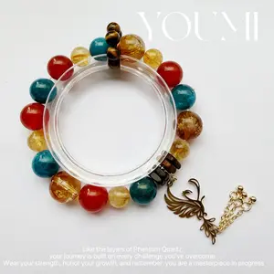 YOUMI Rise From Ashes Phoenix Crystal Bracelet, Natural Stone Beaded Bracelet for Women, Rebirth & New Beginnings Gift for Self, Friend, Family, Handmade Emotional Jewelry for Graduation, Career Change, Healing versatile fashion energy magnet   bazo,gifts