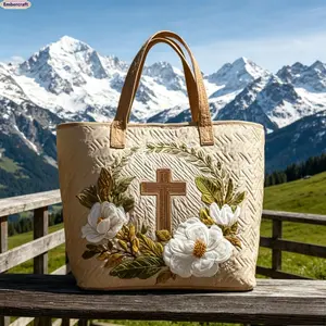 Vintage Quilted Floral Tote Bag for Women, Magnolia Flower Embroidered Shoulder Handbag, Large Capacity Aesthetic Cottagecore Commuter Bag for Travel, Shopping, Work & Everyday Use
